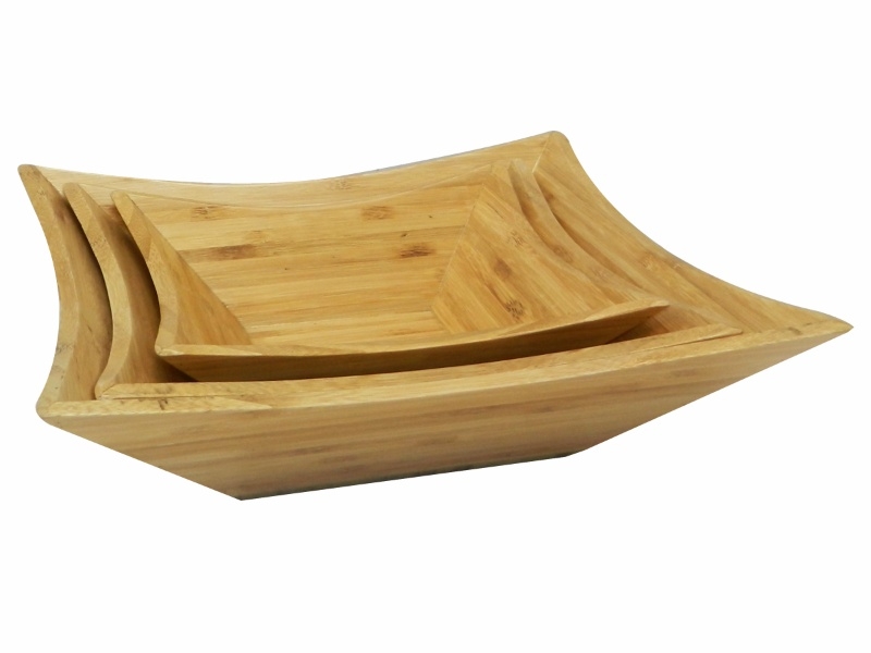 Top-tier Bamboo Wavy Square Nested Bowl Set - Sustainable & Versatile Kitchenware